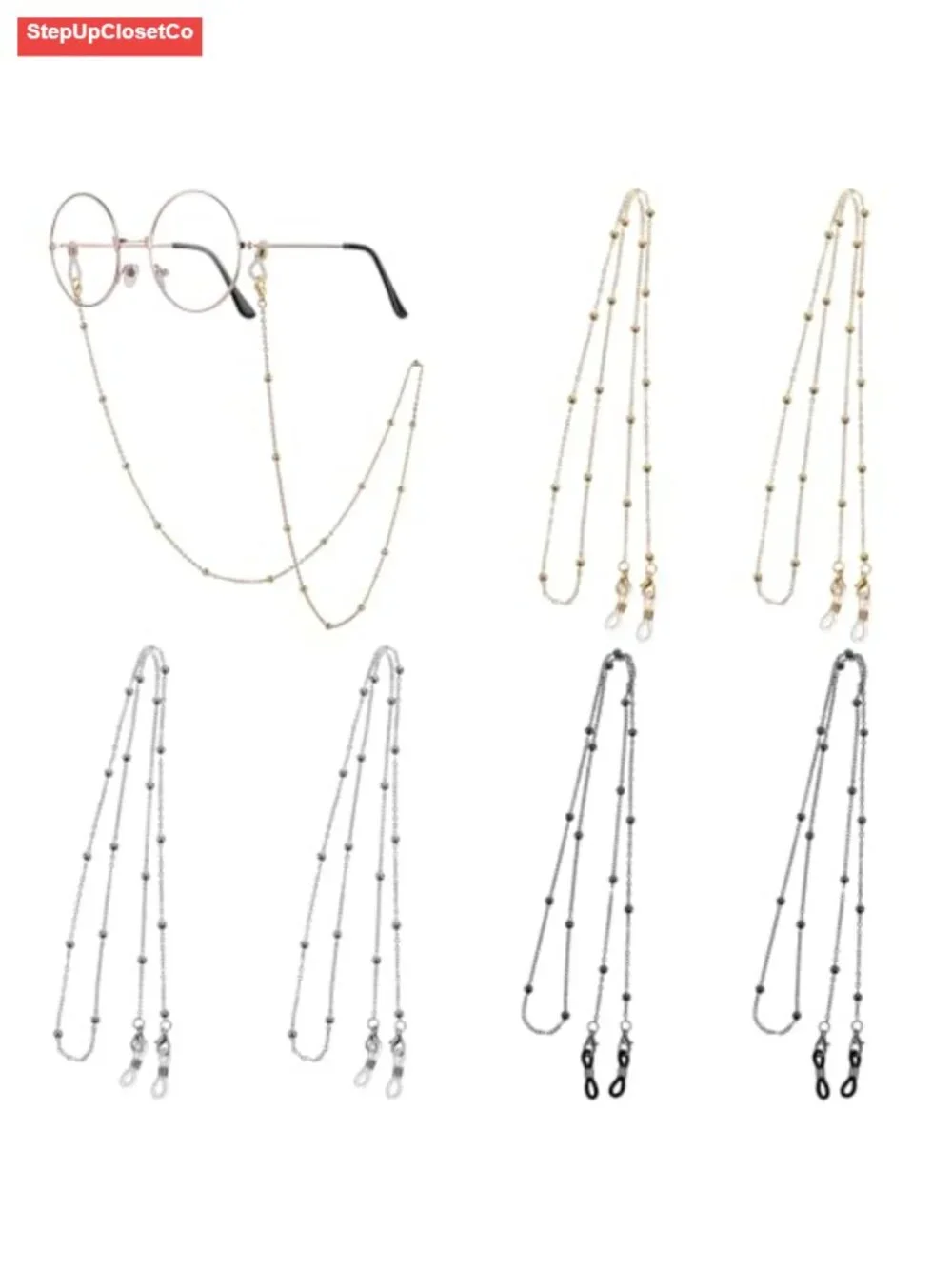 6 Pack Adjustable Eyeglass Chains for Women Sunglasses Strap Holder Necklace